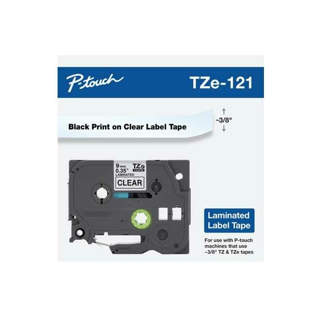 Brother Label Printer TZe 121 OEM Label Printer Tapes Brother TZe 121 Original Label Tape 9mm 0 35 Black on Clear
