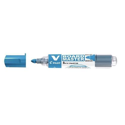 Pilot Greenpack V-Board Master – 10 Pennarelli Per Lavagna + 10 Ricariche, Colore Blu, Punta Tonda 6mm, Inchiostro Cancellabile A Secco