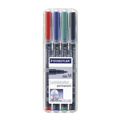 Staedtler® Lumocolor® Permanent Universal Marker Set, Medium 1.0mm Tip, Assorted Colors