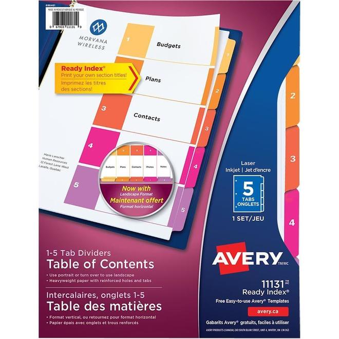 Avery 099 11143 Dividers Ready Index Dividers