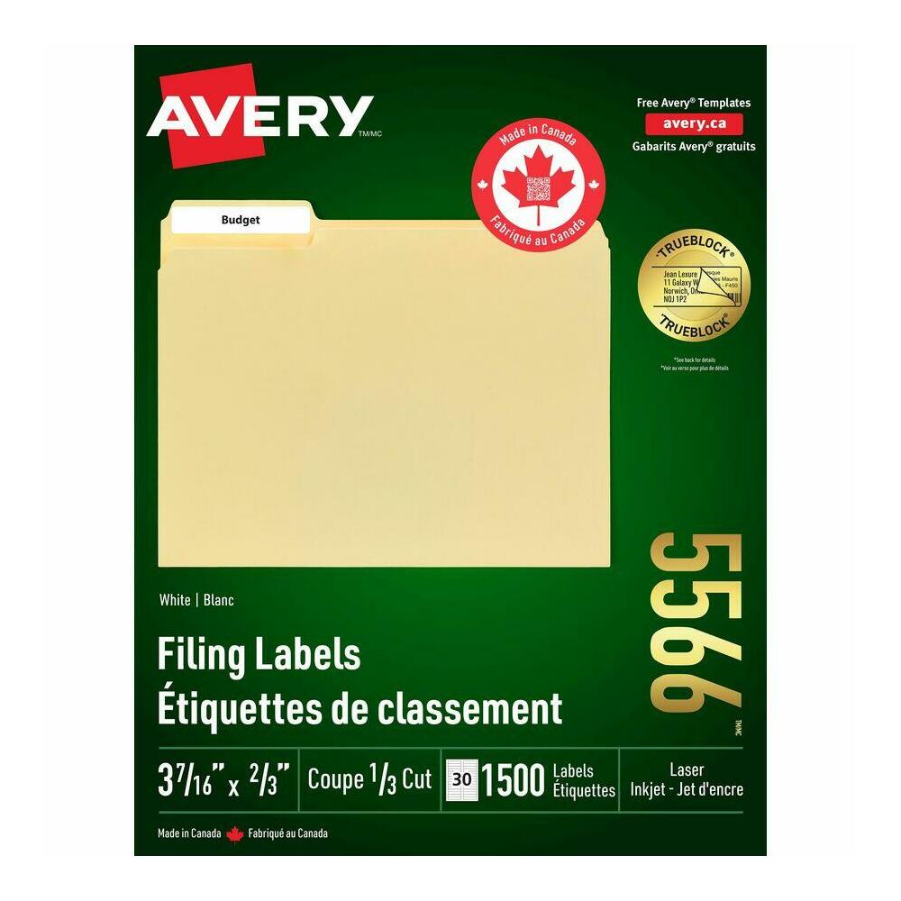 Avery® TrueBlock™ Filing Labels, 2/3