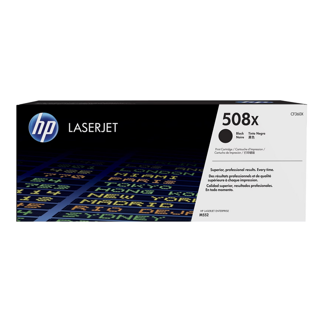 HP 508X CF360X BK OEM Color LaserJet Enterprise M552dn HP 508X CF360X Original Black Toner Cartridge High Yield 12500 Pages