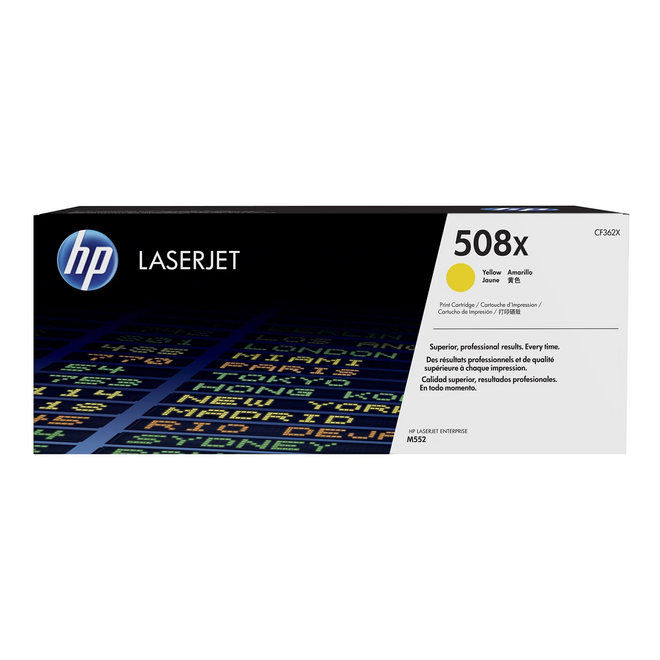 HP 508X CF362X Y OEM Color LaserJet Enterprise M552dn HP 508X CF362X Original Yellow Toner Cartridge High Yield 9500 Pages