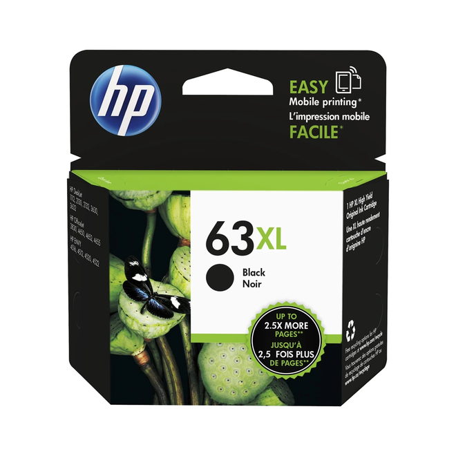 HP 63XL BK OEM OfficeJet 4650 HP 63XL F6U64AN Original Black Ink Cartridge High Yield