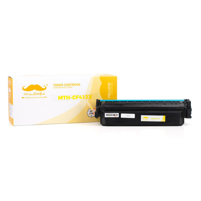 Moustache 410X CF412X Color LaserJet Pro M452dw Compatible HP 410X CF412X Yellow Toner Cartridge High Yield Moustache