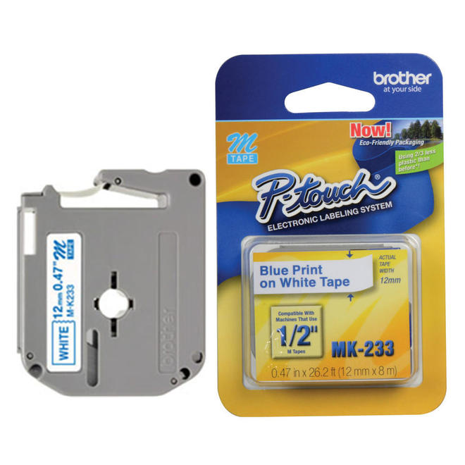 Brother Label Printer MK233 OEM Label Printer Tapes Brother MK 233 Original P Touch M Series Tape 12mm 0 47 Blue on White