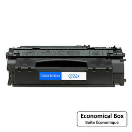EcoBox Q7553X EcoBox 2 PACK LaserJet P2015 Compatible HP 53X Q7553X Black Toner Cartridge High Yield Economical Box 2 Pack