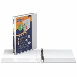 QuickFit® Presentation Binder with 2 clear pockets, Round rings. Letter size,100% recycled content - white, 5/8"