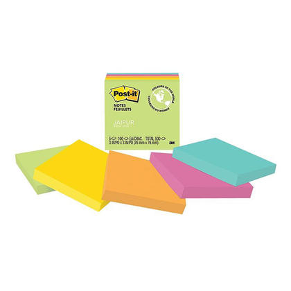 Post-it® Original Notes - Jaipur Collection, 100 Sheets/Pad (pkg 5)