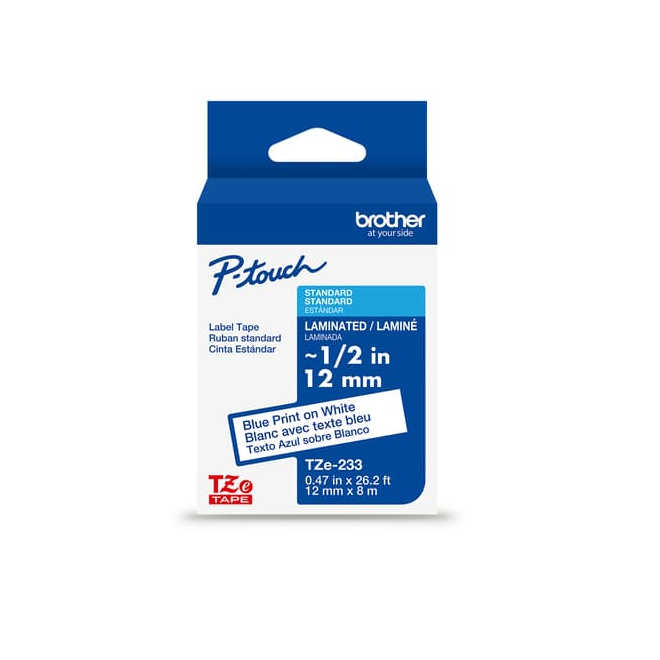 Brother Label Printer TZe 233 OEM Label Printer Tapes Brother TZe 233 Original Label Tape 12mm 0 47 Blue on White