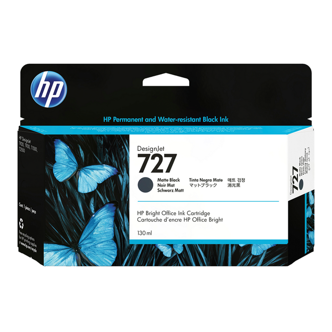 HP B3P22A OEM DesignJet T1500 HP 727 B3P22A Original Matte Black Ink Cartridge Standard Yield 130ml