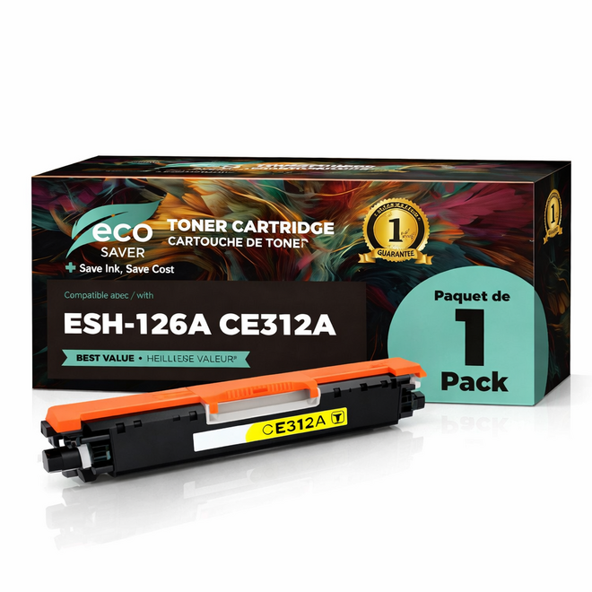 EcoBox 126A CE312A Y EcoBox LaserJet Pro CP1025nw Remanufactured HP 126A CE312A Yellow Toner Cartridge Economical Box