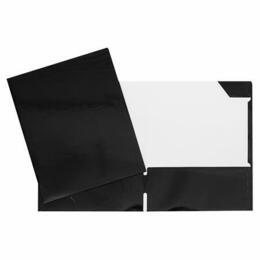 GEO® Laminated Cardboard Portfolio with 2 Pockets, Letter Size, 80-Sheet Capacity - Black (758318)