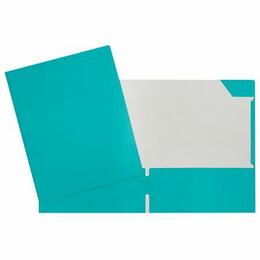 Laminated Report Cardstock, 2 inside pockets, 80 sheets capacity - Letter Size - Turquoise