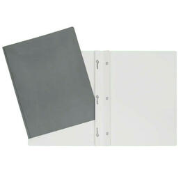 Laminated Report Cardstock, 3 metallic fasteners, 100 sheets capacity - Letter Size - Grey