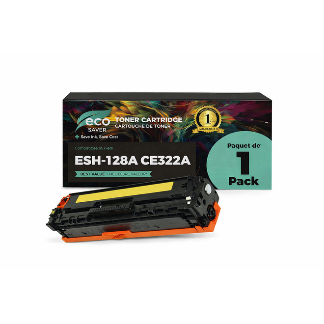 EcoBox 128A CE322A EcoBox LaserJet Pro CM1415fn Remanufactured HP 128A CE322A Yellow Toner Cartridge Economical Box