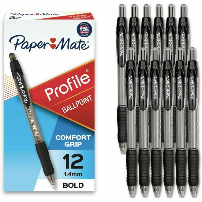 PAPERMATE n 840 87205 12pack Ballpoint Pens Gel Pens PaperMate Profile Retractable Ballpoint Pen 1 4mm Pen Point Size Black 1