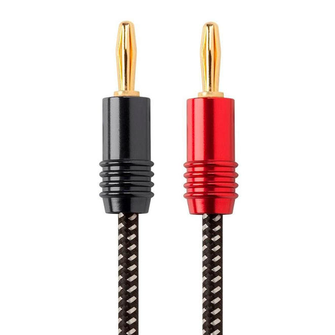 PrimeCables PC S110 6Ft Speaker Wires Premium 14AWG Braided Speaker Wire with Gold Plated Banana Plug Connectors PrimeCables 