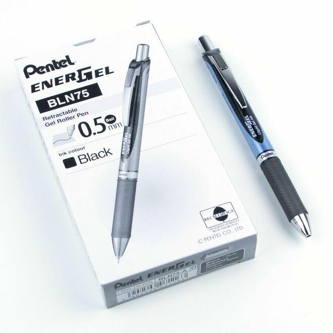Pentel n 756 BLN75 A 12pack Ballpoint Pens Gel Pens Pentel EnerGel Liquid Gel Ink Black Retractable Rolling Ballpoint Pen 0 5