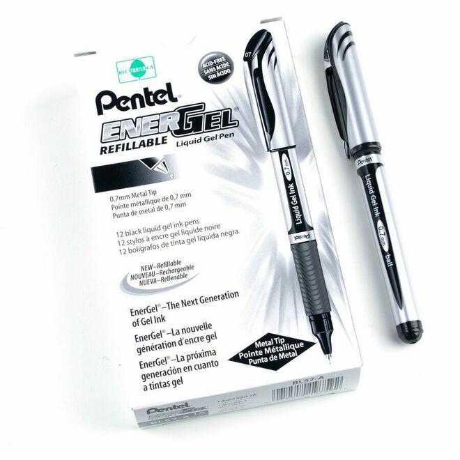 Pentel n 756 BL57 A 12pack Ballpoint Pens Gel Pens Pentel EnerGel Liquid Gel Rolling Ballpoint Pen 0 7 mm Black 12 Pack