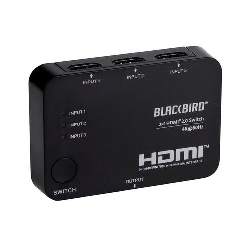 Monoprice Canada Cab 15262 Video Audio Switchers Blackbird 4K 3x1 HDMI 2 0 Switch HDR HDCP 2 2 CEC 4K 60Hz Monoprice