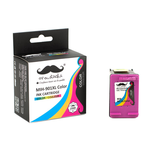 Moustache 901XL Color OfficeJet J4540 Remanufactured HP 901XL CC656AN Color Ink Cartridge High Yield Moustache