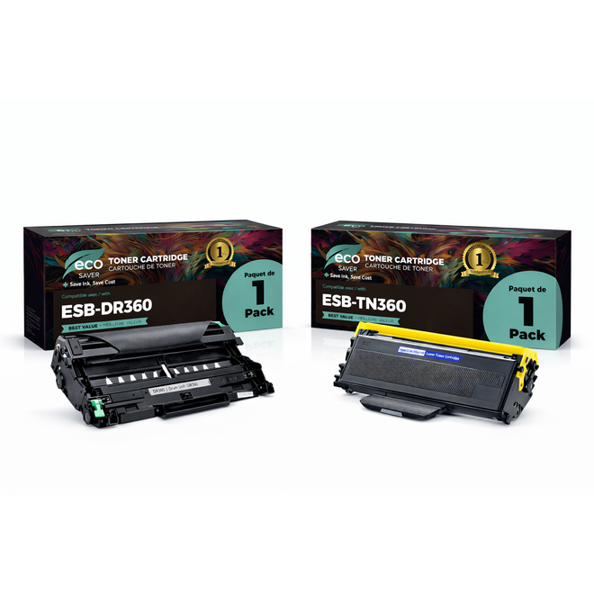 EcoBox TN360 DR360 Combo EcoBox DCP 7040 Brother TN360 DR360 Compatible Toner Cartridge and Drum Combo Economical Box