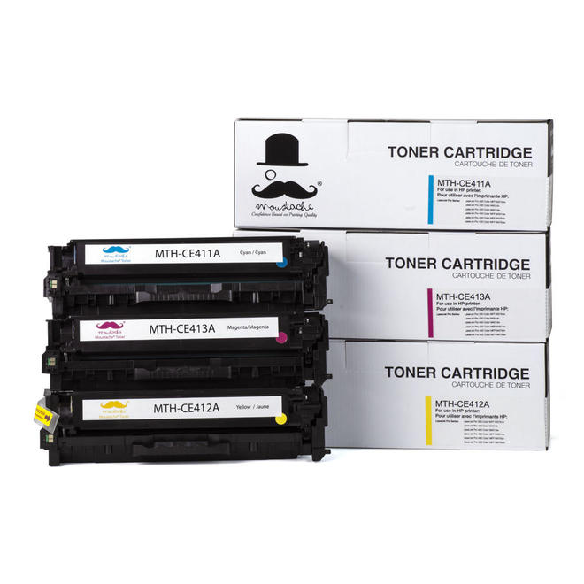 Moustache HP 305A CMY Combo LaserJet Pro 300 Color M351A Compatible HP 305A C M Y Toner Cartridge Combo Set Moustache