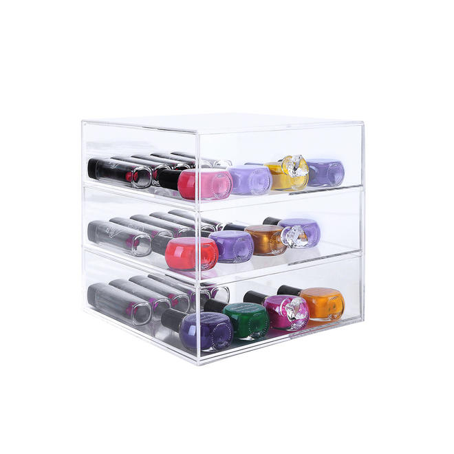 Acrylic Cosmetic Makeup Organizer Cube 3 Removable Drawer Large SortWise®