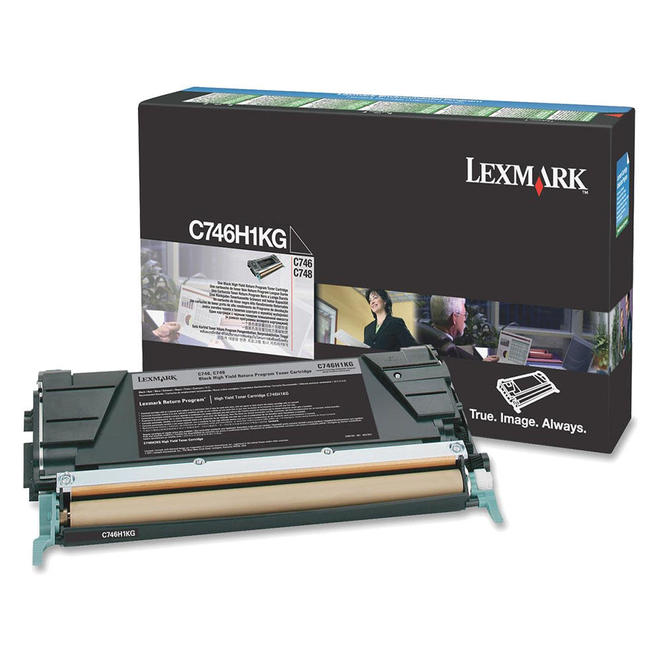 Lexmark C746H1KG OEM C746dn Lexmark C746H1KG Original Black Return Program Toner Cartridge High Yield