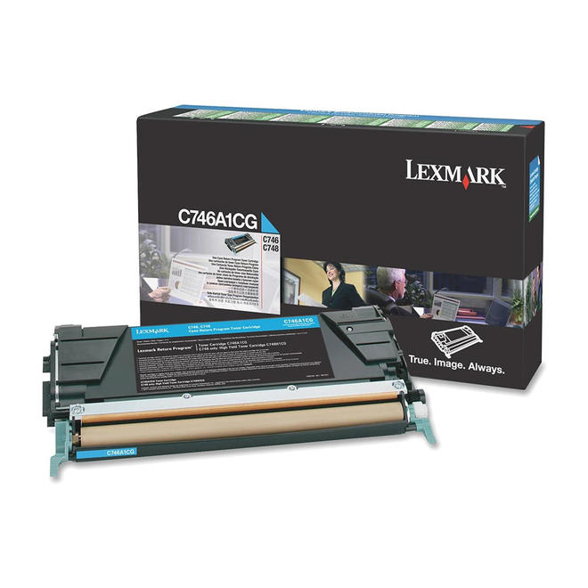Lexmark C746A1CG OEM C746dn Lexmark C746A1CG Original Cyan Return Program Toner Cartridge