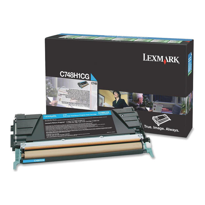 Lexmark C748H1CG OEM C748de Lexmark C748H1CG Original Cyan Return Program Toner Cartridge High Yield