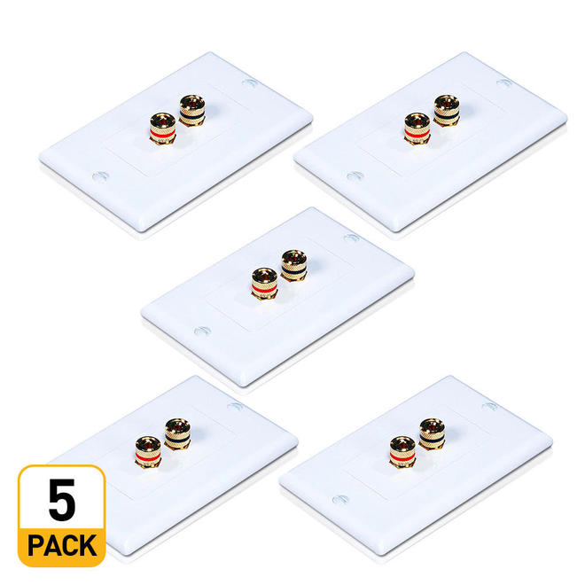 Banana Binding Post Two-Piece Inset Wall Plate for 1 Speaker