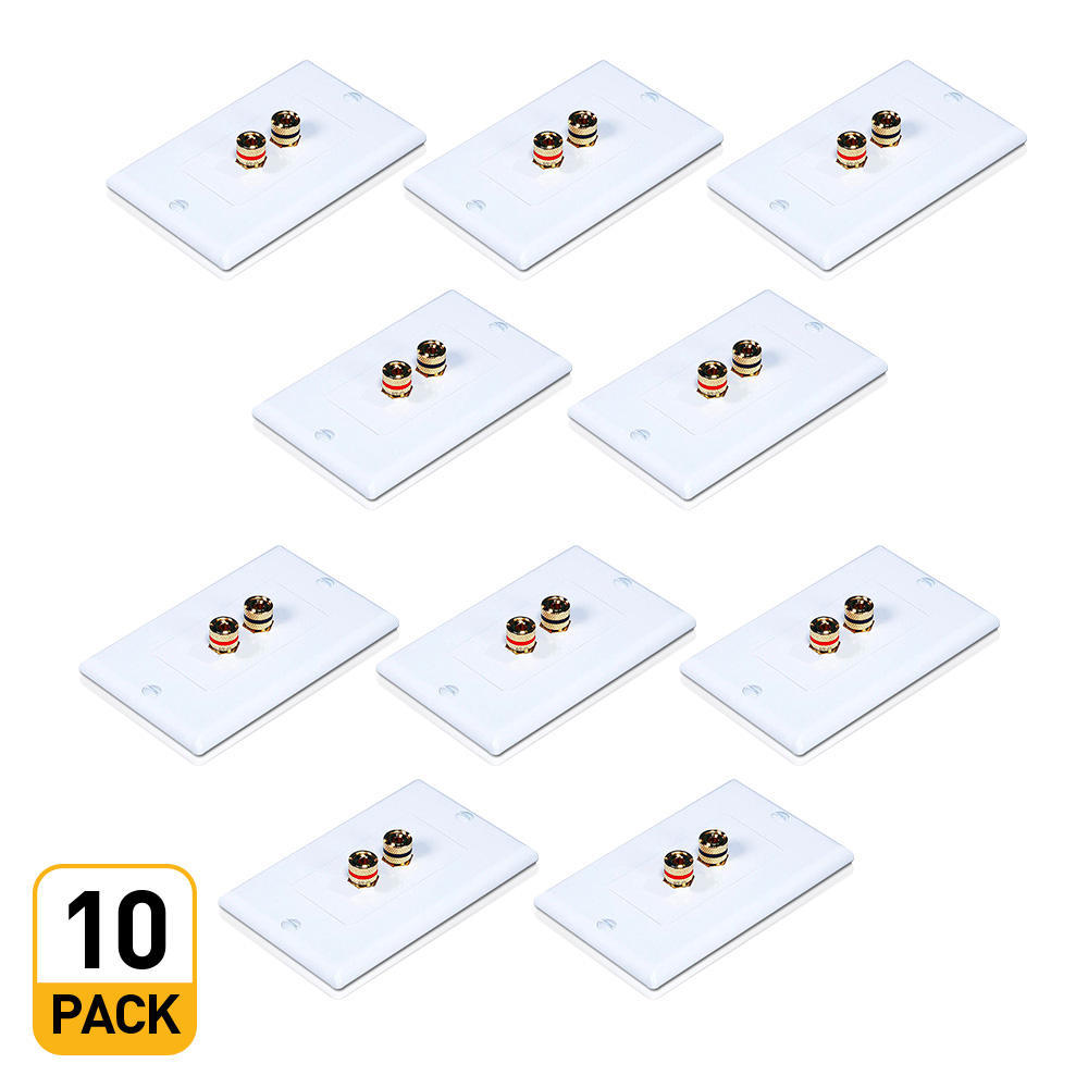 Banana Binding Post TwoPiece Inset Wall Plate for 1 Speaker, Coupler