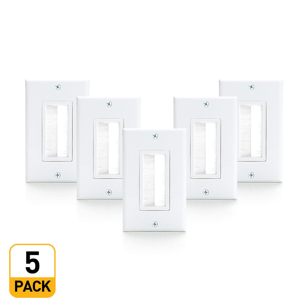 1 Gang Brush White Wall Plate, Decora Version Primecables®