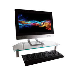 Corner Multimedia Desktop Monitor Stand, Clear Glass - Monoprice®