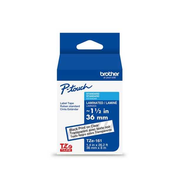 Brother Label Printer TZe 161 OEM Label Makers Printers Brother TZe 161 Original Label Tape 36mm 1 4 Black on Clear