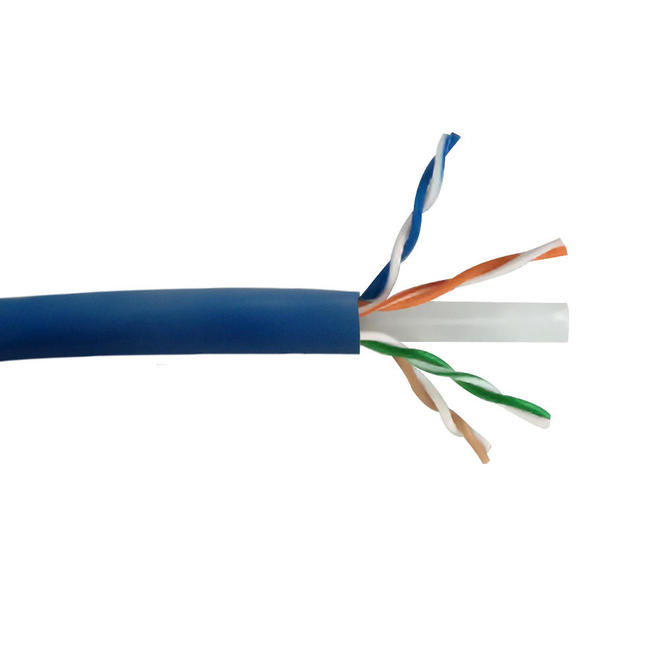Cab BK C6AST 4BL Cat6 6a Network Ethernet Cable 1000ft 4pr Cat6A 10Gig UTP stranded 24AWG bulk cable FT4 CMR Blue