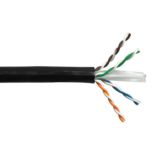 Cab BK C6ASL 4DB Cat6 6a Network Ethernet Cable 1000ft 4 Pair Cat6A 10Gbps UTP Solid UV Direct Burial Bulk Cable Black
