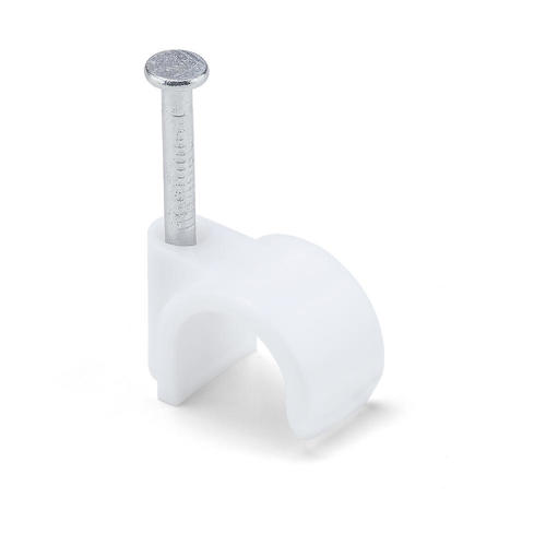PrimeCables Cab CHR 10MM WH Cable Organizers CIRCLE CABLE CLIPS WITH NAIL 10MM 100pcs Pack White PrimeCables