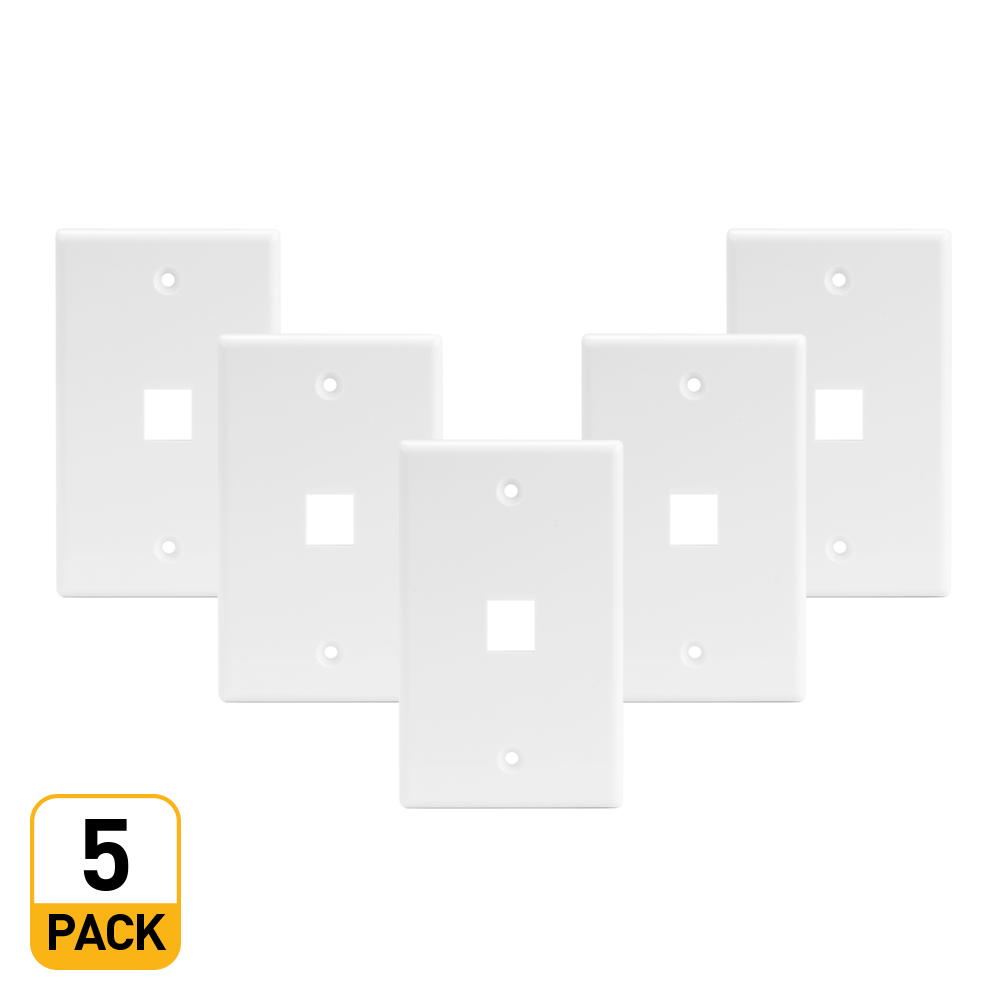 1 Port Keystone Wall Plate for RJ45 RJ11 RJ12 RCA FType Jack White