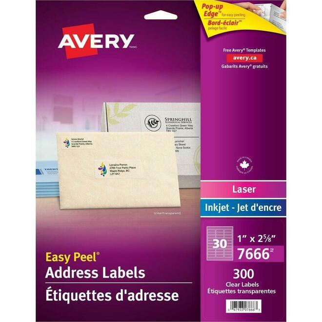 099 7668 Labels Easy Peel Clear Mailing Labels