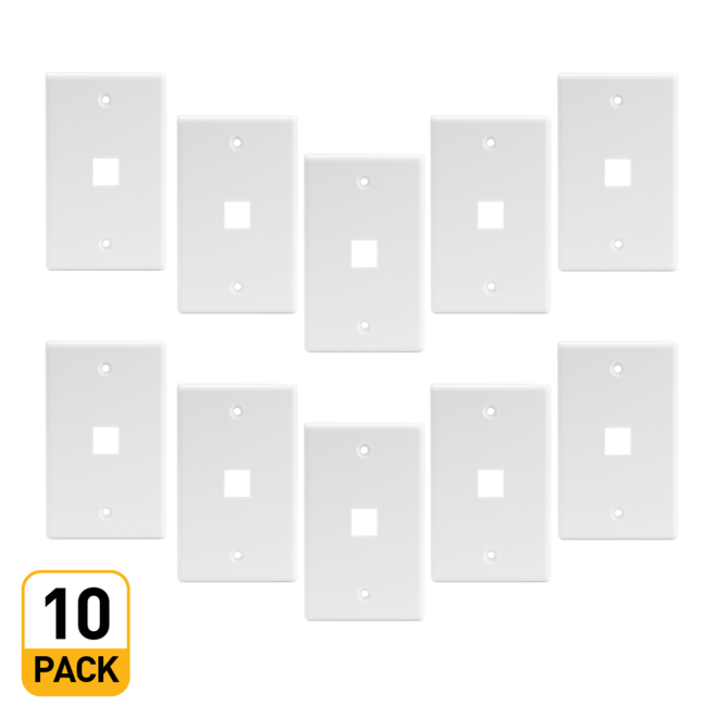 PrimeCables Cab 6725 Keystone Wall Plates Surface Mount Boxes Wall Plate 1 Port Keystone for RJ 45 RJ 11 RJ 12 RCA F Type Jac