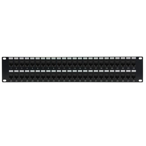 No Brand PP 48C5 PT Patch Panels 48 Port CAT5e Patch Panel 19 Rackmount 2U Pass Through
