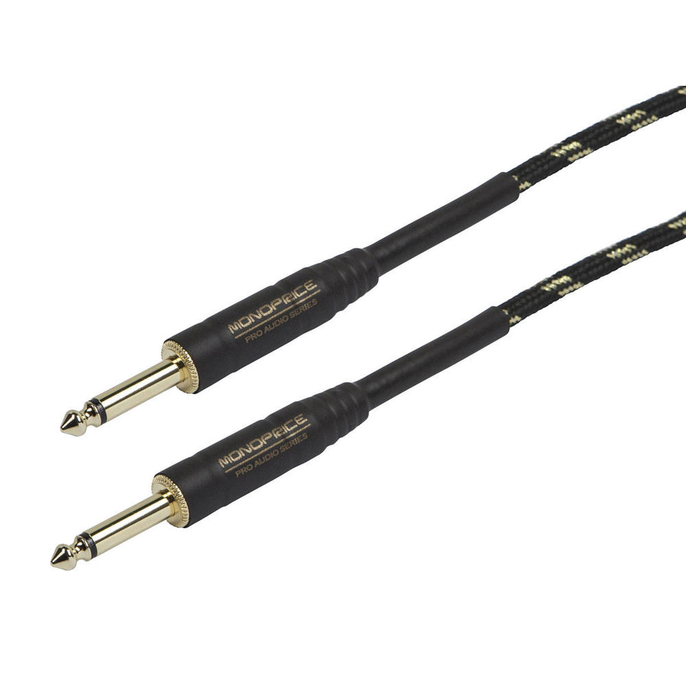 Cloth Series 1/4 inch T/S Male 20AWG Instrument Cable Black & Gold (8