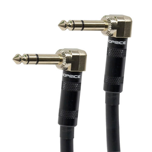 Monoprice Canada Cab 601100 Professional Audio Cables Premier Series 1 4inch TRS or Stereo M M 16AWG Right Angle Cable Gold P