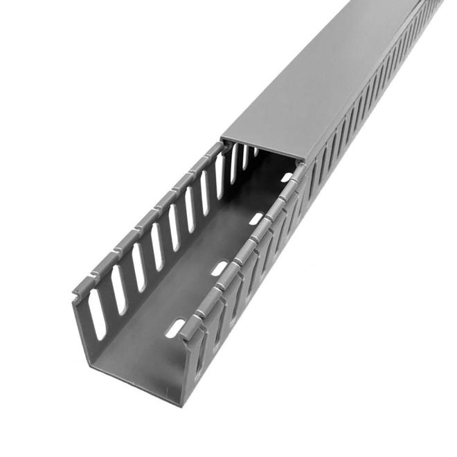 WD 2020 GY Cable Organizers 6ft Plastic Wiring Duct with Cover 2x2 Grey