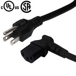 Cab PW 105R3 All NEMA IEC Cables NEMA 5 15P to IEC C13 Right Angle Power Cable 18AWG SJT
