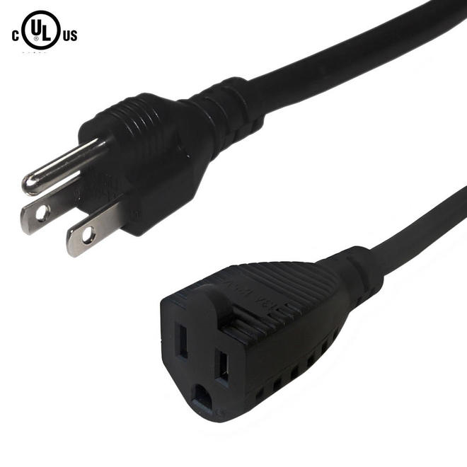 Cab PW 110B All Power Cables Cords NEMA 5 15P to NEMA 5 15R Power Cable 16AWG SJT