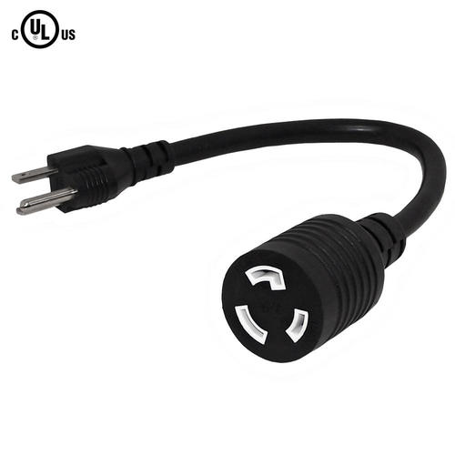 Cab PW 111C 01 NEMA IEC Cables 1ft NEMA 5 15P to NEMA L5 20R Power Cable 14AWG SJT